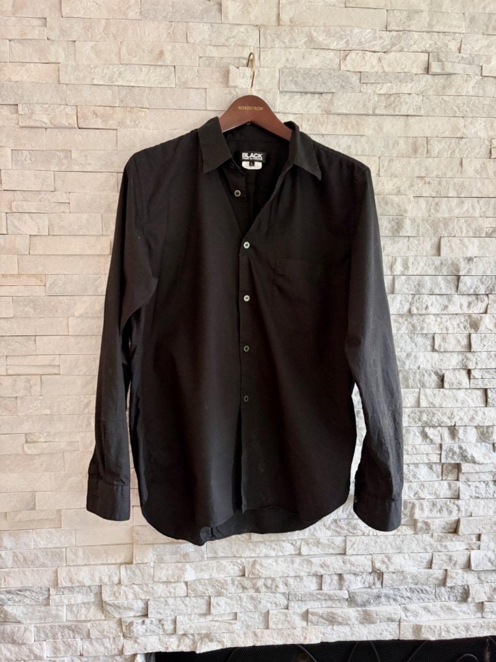 Commes Des Garçons Black Cotton Button-Up with Zipper Back Detail - Picture 2 of 5